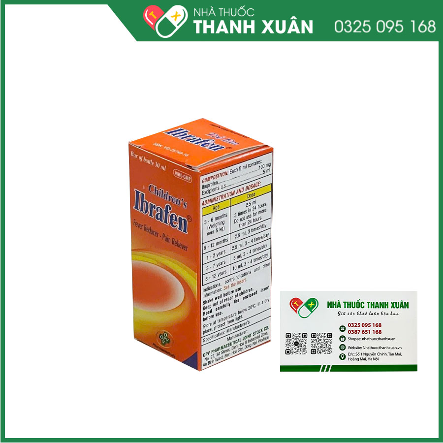 Children's Ibrafen thuốc hạ sốt, giảm đau, chống viêm từ nhẹ đến vừa